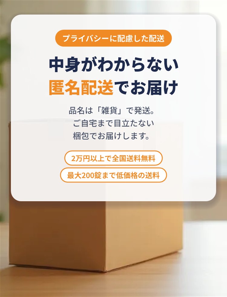 中身がわからない匿名配送でお届け
